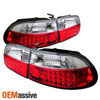 Fits 1992-1995 Civic Hatchback Eg6 JDM Red Clear LED Tail Lights W/Trunk Piece