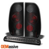 Fits 99-07 Ford F250 SD Black Smoked Tail Lights + Smoked LED 3rd Brake Lamps