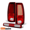 Fits 1999-2002 Silverado Red Clear LED Tail Lights+LED 3rd Brake Light Pair Set