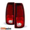 Fits 1999-2002 Silverado Red Clear LED Tail Lights+LED 3rd Brake Light Pair Set