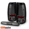 Fits 1999-2002 Silverado Smoked LED Tail Lights Pair + LED Smoke 3rd Brake Lamp