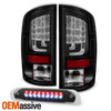 Fits 2002-2006 Ram 1500 2003-2006 2500 3500 Black LED Tail Lights+3rd Brake Lamp