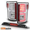 Fits 2015-2017Ford F150 Chrome LED Tube Tail Lights + Black LED 3Rd Brake Light