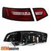 Fits 2009-2011 Audi A6 / S6 / 2010 RS6 Sedan Red Clear DRL LED Tail Lights Set