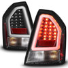 Fits 2005-2007 Chrysler 300C SRT Black LED Tube Tail Lights Brake Lamps Pair Set