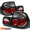 Fits 99-01 E46 3-Series 4Dr Sedan Black 4Pcs Set Tail Lights Lamps W/Trunk Piece