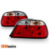 Fits 95-01 E38 7-Series JDM Red Clear Lens Tail Lights Lamps Pair Left+Right Set