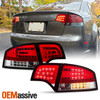 Fits 05-08 Audi A4 S4 RS4 Quattro G2 Red Clear Full LED Tail Lights +Trunk Piece