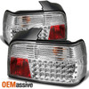 Fits 92-98 E36 3-Series 4Dr Sedan Chrome Clear LED Tail Lights Lamps Left+Right