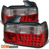 Fits 92-98 E36 3-Series 4Dr Sedan JDM Red Clear LED Tail Lights Lamps Left+Right