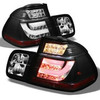 Fits 02-05 E46 3-Series 4Dr Sedan Black Bezel Light Tube LED Tail Lights Lamps