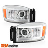 For 06-08 Ram 1500 06-09 Ram 2500/3500 Light Bar Projector Chrome Headlight Pair