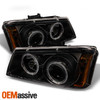 For 03-06 Silverado Avalanche Classic Halo Projector Blk Smoke Headlight+Bumper