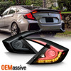 For 16-21 Civic Sedan Black Smoked LED Tube Tail Lamp w/ Sequential Amber Signal