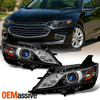 For 2014-2020 Chevy Impala [Halogen Style] Projector Black Headlights Left+Right