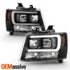 For 07-13 Avalanche 07-14 Tahoe Suburban C-Tube Projector Black Headlights Pair