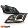 For 08-14 Audi TT Quattro [HID w/AFS] Projector Black Headlights LED Sequential