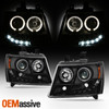 For 07-13 Tahoe Suburban Avalanche Halo Projector LED Light Bar Black Headlights