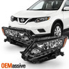 Black Headlights For 2014-2016 Rogue [Halogen Models] Left + Right Pair