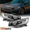 For 2016-2021 Honda Civic [Halogen Type] Projector Black Headlight Pair L+R
