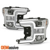For 2018-2020 Ford F150 Pickup [Halogen Type] Projector Chrome Headlights Pair