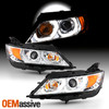 For 14-20 Impala Sedan LED [Dual Tube] Halogen Projector Chrome Headlights Pair