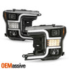 For 18-20 Ford F150 Halogen Projector Black Headlights w/ LED Sequential Signal