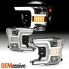For 18-20 Ford F150 Halogen Projector Chrome Headlights w/ LED Sequential Signal