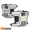For 18-20 Ford F150 Halogen Projector Chrome Headlights w/ LED Sequential Signal