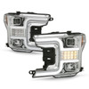 For 18-20 Ford F150 Halogen Projector Chrome Headlights w/ LED Sequential Signal
