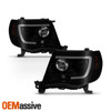 For 2005-2011 Toyota Tacoma [U-Tube Bar] Projector Black Smoked Headlights Pair