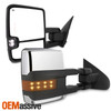 2x [Power Folding] Heat LED Turn Chrome Towing Mirror For 14-18 Silverado Sierra