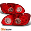 Fits 03-08 Corolla Red Clear Inner + Outer Piece Rear Tail Lights Set Pair