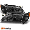 Fits 98-00 Toyota Corolla Black Headlights + Amber Corner Signal Lamps 4pcs Set