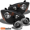 Fits 02-04 Altima Black Bezel Headlights Replacement + Clear Fog Lights w/Bulbs