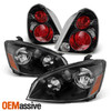 For 2005-2006 Altima Healights +Black Tail Lamps Lights Left+Right 05-06 sets