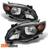Fits 09-10 Toyota Corolla Black Headlights Lamp Replacement Left+Right 2009-2010