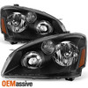 Fits 05-06 Altima Black Headlights Headlamps Left & Right Pair Replacement Set