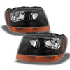 Fit 1999-2004 Jeep Grand Cherokee Black Headlights Lights Lamps Left + Right