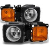 Fit 06-10 H3 H3T Black Headlight w/ Amber Corner Signal Left + Right Replacement
