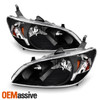 [Black] Fits 2004 2005 Honda Civic Left + Right Side Headlights Front Lamps Pair