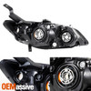 [Black] Fits 2004 2005 Honda Civic Left + Right Side Headlights Front Lamps Pair