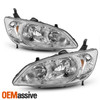 Fits 2004 2005 Honda Civic Left + Right Side Headlights Front Lamps Pair 04 05