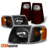 For 01-05 Ford Explorer Sport Trac Blk Headlight+Corner Lamp+Dark Red Tail light
