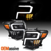 For 2016-2024 Nissan Titan Projector Headlight w/ LED Tube Signal- Black Housing