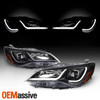 For 15-17 Toyota Camry LED Light Tube DRL Projector Headlights - Black Housing