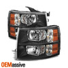 For 07-13 Silverado 1500 2500HD 3500HD Black Headlights+ Dark Red Tail Lamp Pair