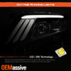 Fit 10-12 Fusion Black Sequential LED DRL Projector Headlight+ Black Tail Light
