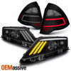 Fit 10-12 Fusion Sequential LED Projector Headlights+Black Smoked Tail Lights