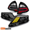 Fit 2010-2012 Fusion Black Smoked LED Projector Headlights+Black LED Tail Lights